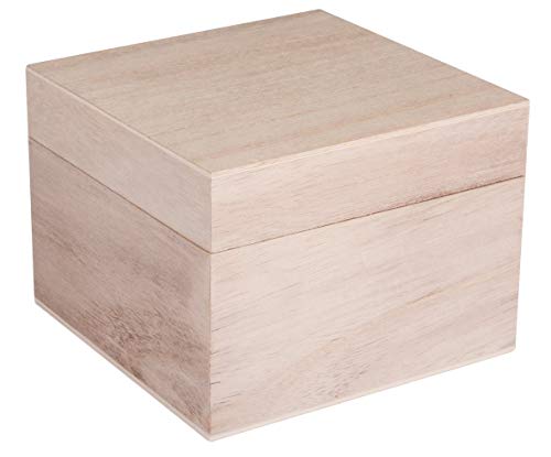 Rayher Aufbewahrungs-/Holz-Box, mit Deckel, 12x12x9cm, Holzkiste, Holzschachtel mit abnehmbarem Deckel, FSC Mix Credit, 62816000 von Rayher
