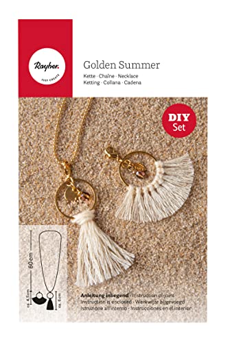 Rayher Bastelpackung Kette "Golden Summer", 1 Kette, gold, 60 cm, mit 2 Anhängern zum basteln, DIY-Kette, Halskette, 15399000 von Rayher