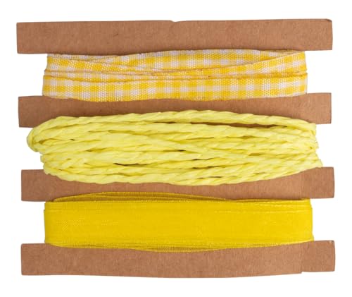 Rayher Bänder + Kordel Set, sonnengelb, Band 1 cm, Kordel 1 mm ø, 3 x 3 m, Karte 9 m, Geschenkbänder zum Basteln und Dekorieren, 55965161 Rayher Bänder + Kordel Set, sonnengelb, Band 1 cm, Kordel 1 mm ø, 3 x 3 m, Karte 9 m, Geschenkbänder zum Basteln und Dekorieren, 55965161 von Rayher
