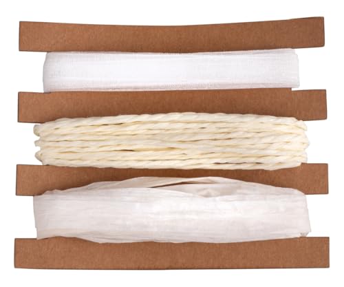 Rayher Bänder + Kordel Set, weiß, Band 1 cm, Kordel 1 mm ø, 3 x 3 m, Karte 9 m, Geschenkbänder zum Basteln und Dekorieren, 55965102 Rayher Bänder + Kordel Set, weiß, Band 1 cm, Kordel 1 mm ø, 3 x 3 m, Karte 9 m, Geschenkbänder zum Basteln und Dekorieren, 55965102 von Rayher