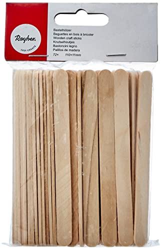 Rayher Bastelhölzer, natur, 110 x 11 mm, 72 Stück, Holzspatel zum Basteln, Holzstiele, 6121731, Natürlich von Rayher