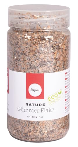 Rayher Nature Glimmer Flakes, fein, 0,1 - 3 mm, regenbogen, Streuflitter, Eco friendly, 100% natürliches Material, ohne Rückstände abbaubar, Dose 370 ml, ideal zum Basteln und Dekorieren, 39591990 von Rayher