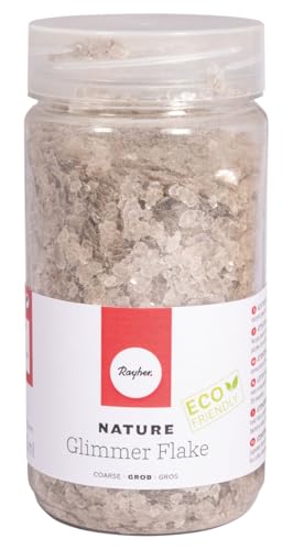 Rayher Nature Glimmer Flakes, grob, 3 – 10 mm, silber, Streuflitter, Eco friendly, 100% natürliches Material, ohne Rückstände abbaubar, Dose 370 ml, ideal zum Basteln und Dekorieren, 39592606 Rayher Nature Glimmer Flakes, grob, 3 – 10 mm, silber, Streuflitter, Eco friendly, 100% natürliches Material, ohne Rückstände abbaubar, Dose 370 ml, ideal zum Basteln und Dekorieren, 39592606 von Rayher