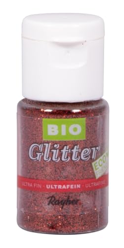 Rayher Bio-Glitter, ultrafein, klassikrot, Streuglitter, Eco friendly, Bio-Qualität, Flasche 7 g, Glitzer ideal zum Basteln und Dekorieren, biologisch abbaubar, ohne Mikroplastik, 39589287 von Rayher
