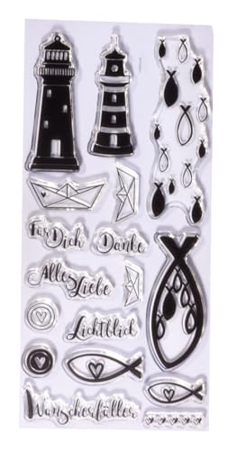Rayher Clear Stamps “Fische, Leuchtturm & Co.”, Bogengröße 97 x 205 mm, 17 Motive, transparente Stempel maritim, durchsichtige, klare Silikonstempel, 50297000 Rayher Clear Stamps “Fische, Leuchtturm & Co.”, Bogengröße 97 x 205 mm, 17 Motive, transparente Stempel maritim, durchsichtige, klare Silikonstempel, 50297000 von Rayher