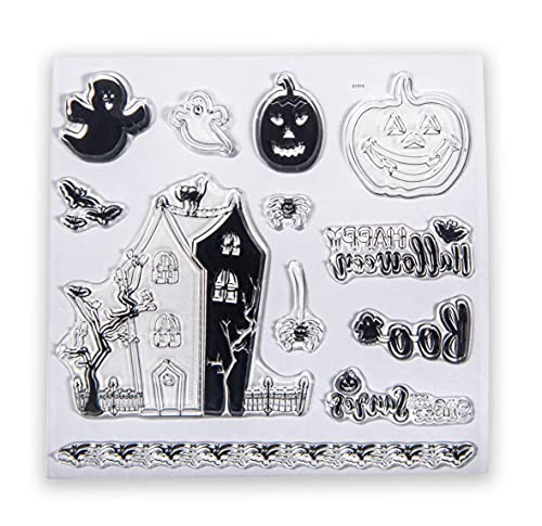Rayher Clear Stamps Halloween, Bogen 102,5 x 97 mm, 13 Motive, klare, transparente Stempel, durchsichtig, Silikonstempel, 50252000, Natur, 15 von Rayher