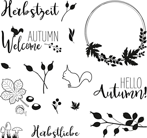 Rayher Clear Stamps Herbstwald, Bogengröße 102,5 x 97 mm, 4 Texte und 10 Motive, klar, transparente Stempel, durchsichtig, Silikonstempel Herbst, 50265000 Rayher Clear Stamps Herbstwald, Bogengröße 102,5 x 97 mm, 4 Texte und 10 Motive, klar, transparente Stempel, durchsichtig, Silikonstempel Herbst, 50265000 von Rayher