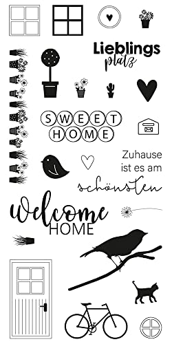 Rayher Clear Stamps "Welcome Home", Bogengröße 97 x 205 mm, 23 Motive, transparente Stempel, durchsichtige, klare Silikonstempel, 50276000 Rayher Clear Stamps "Welcome Home", Bogengröße 97 x 205 mm, 23 Motive, transparente Stempel, durchsichtige, klare Silikonstempel, 50276000 von Rayher