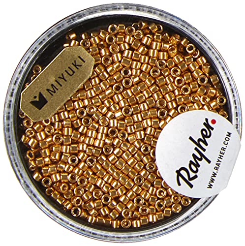 Rayher Delica-Rocailles, Miyuki-Rocailles, gold, 1,6 mm ø, Dose 4 g, Perlen zum Auffädeln, Glasperlen klein, 14760616 von Rayher