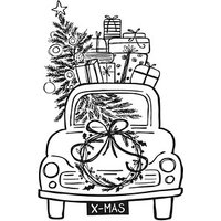 Rayher Driving Home for Christmas Motivstempel Weihnachtsauto 7,0 x 10,0 cm von Rayher