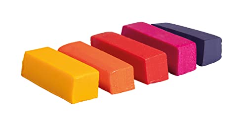 Rayher Farbpigmente für Wachs und Kerzen-Gel, Beutel 5 Stück, 1 x 1 x 2,9 cm, Farben sortiert, gelb, orange, pink, rot, flieder, Kerzenwachs färben, 31640990 von Rayher