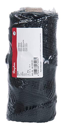 Rayher Garn, 3,7 mm ø, Spule 70 m, ca. 280 g, 80 % Baumwolle 20 % Polyester, Baumwollgarn, Baumwollkordel, Makramee Garn, Kettgarn, Schnur, Kordel zum Basteln, für Wandbehänge, schwarz, 4400301 Rayher Garn, 3,7 mm ø, Spule 70 m, ca. 280 g, 80 % Baumwolle 20 % Polyester, Baumwollgarn, Baumwollkordel, Makramee Garn, Kettgarn, Schnur, Kordel zum Basteln, für Wandbehänge, schwarz, 4400301 von Rayher