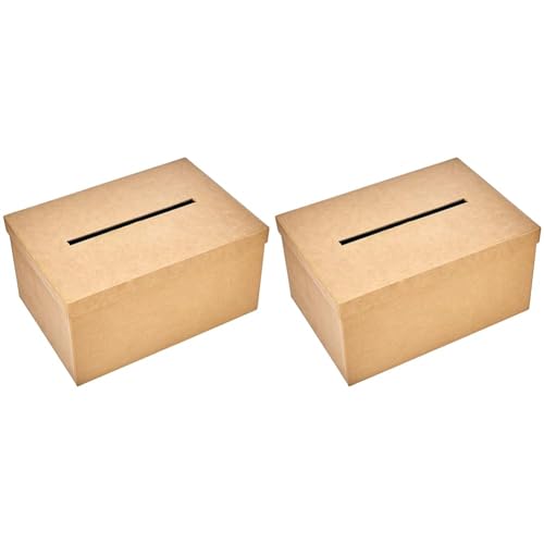 Rayher Geschenkkartenbox mit Schlitz, Pappmaché Kartenbox, FSC Recycled 100%, 30x21x15cm (LxBxH), Briefbox, Geldbox, zum Verzieren, 67202000 (Packung mit 2) von Rayher