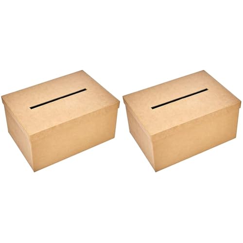 Rayher Geschenkkartenbox mit Schlitz, Pappmaché Kartenbox, FSC Recycled 100%, 30x21x15cm (LxBxH), Briefbox, Geldbox, zum Verzieren, 67202000 (Packung mit 2) von Rayher