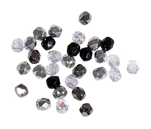 Rayher Glas-Schliffperlen, 4 mm ø, kristall, Dose 100 Stück, Glasschliffperlen, Farbmischung kristall/silber/schwarz Mix, 14200800 Rayher Glas-Schliffperlen, 4 mm ø, kristall, Dose 100 Stück, Glasschliffperlen, Farbmischung kristall/silber/schwarz Mix, 14200800 von Rayher