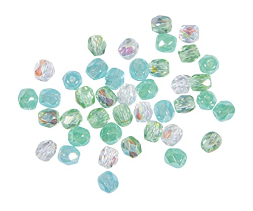 Rayher Glas-Schliffperlen, 4 mm ø, meergrün, Dose 100 Stück, Glasschliffperlen, Farbmischung mintgrün/aqua Mix, 14200410 von Rayher