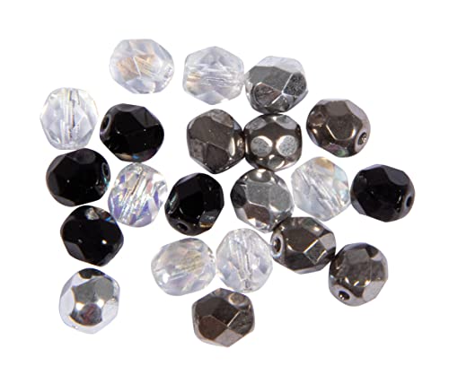 Rayher Glas-Schliffperlen, 6 mm ø, kristall, Dose 50 Stück, Glasschliffperlen, Farbmischung kristall/silber/schwarz Mix, 14201800 Rayher Glas-Schliffperlen, 6 mm ø, kristall, Dose 50 Stück, Glasschliffperlen, Farbmischung kristall/silber/schwarz Mix, 14201800 von Rayher