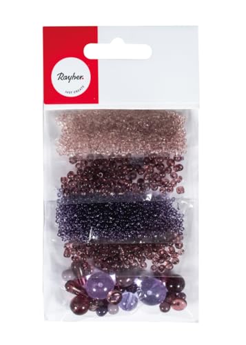 Rayher Glasperlen-Mix, violett, 5 Sorten, SB-Karte 40g von Rayher