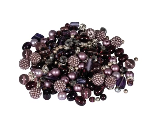 Rayher Glasperlenmix mit Effektperlen, violett-Töne, Box 100 g, Glasperlen/Metallicperlen Sortierung, Farb- und Größenmix, verschiedene Formen, Perlen zum Auffädeln, Schmuckperlen, 14877314 von Rayher