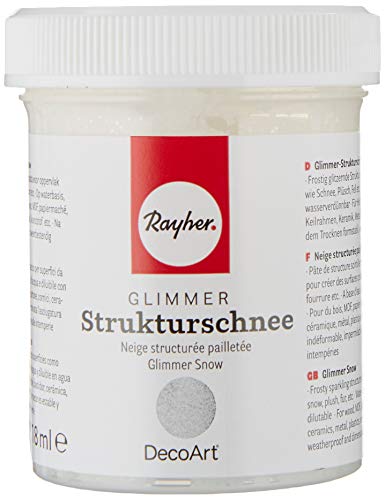 Rayher Hobby Rayher Glimmer-Strukturschnee, Dekoschnee-Paste, für frostig glitzernde Schneeeffekte, Dose 118 ml, weiße, glimmernde Strukturpaste, auf Acrylbasis, wasser- und wetterfest, 38074000 von Rayher