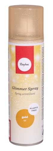 Rayher Glimmerspray, gold, Glitzerspray, Dose 150 ml, plastikfrei, auf Wasserbasis, nicht deckend, edler, feiner Perlmuttschimmer, 34482616 von Rayher