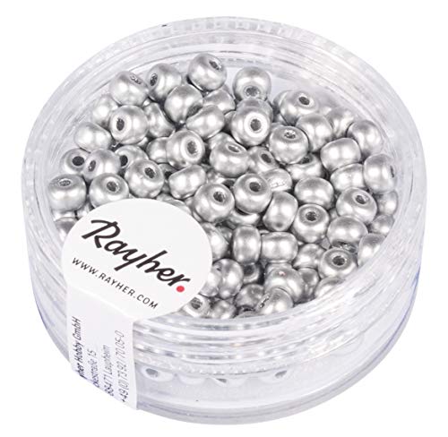 Rayher Hobby Rayher 14842606 Rocailles, 4mm ø, Silber matt, Dose 150Stück Rayher Hobby Rayher 14842606 Rocailles, 4mm ø, Silber matt, Dose 150Stück von Rayher