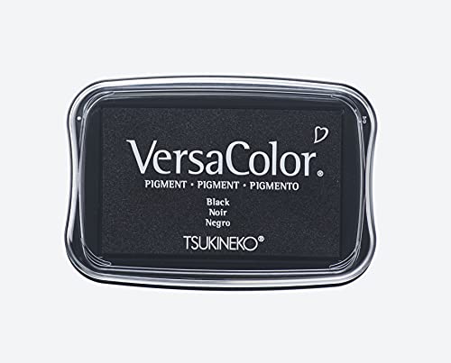 Rayher Hobby 29017576 Tsukineko Versa Color Pigment-Stempelkissen, schwarz, 9,6 x 6,3 x 1,8 cm, Tinte auf Wasserbasis von Rayher