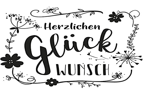 Rayher Hobby 29109000 Holzstempel Herzlichen Gluckwunsch, 8 x 9 cm, Textstempel, perfekt zum Gestalten von Karten, Umschlägen u.v.m., Butterer Schrift-Stempel von Rayher