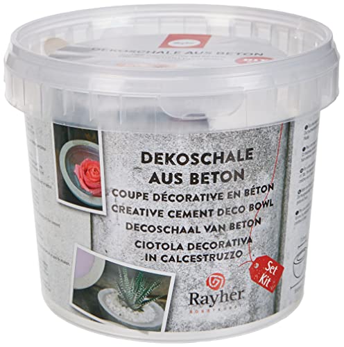 Rayher Hobby 34154000 Kreativ Beton Set Schale, 250 g, Beton inklusive Zubehör, Beton für Kreative, Bastelbeton, Beton zum Basteln, Gießbeton, Kreativbeton von Rayher