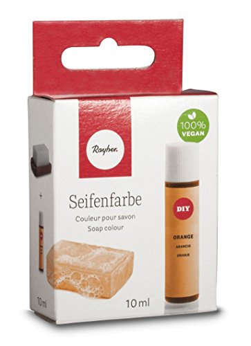 Rayher Hobby 34246210 Seifenfarbe, 10 ml, geruchsneutral, 100% vegan, schadstofffrei und ökologisch abbaubar, im wiederverschließbaren Kunststofffläschchen mit Schraubdeckel, gut dosierbar, orange von Rayher