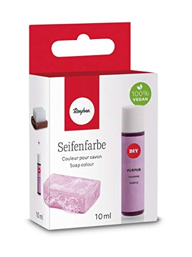 Rayher Hobby 34246313 Seifenfarbe, 10 ml, geruchsneutral, 100% vegan, schadstofffrei und ökologisch abbaubar, im wiederverschließbaren Kunststofffläschchen mit Schraubdeckel, gut dosierbar, purpur von Rayher