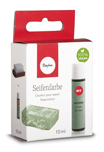 Rayher Hobby 34246412 Seifenfarbe, 10 ml, geruchsneutral, 100% vegan, schadstofffrei und ökologisch abbaubar, im wiederverschließbaren Kunststofffläschchen mit Schraubdeckel, gut dosierbar, maigrün von Rayher