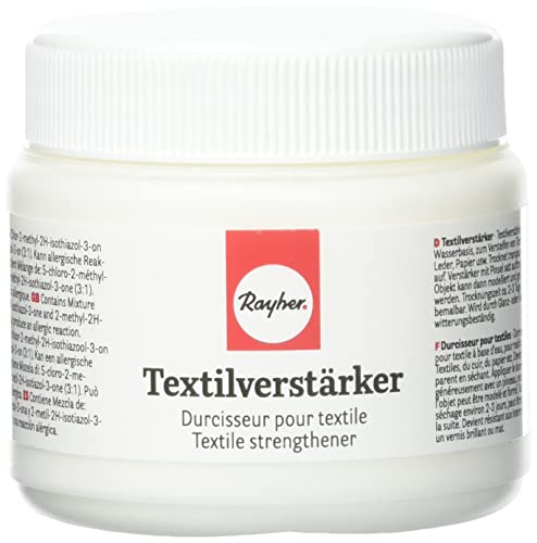 Rayher Hobby 34504000 Textilverstärker, Dose 150 ml, Textilversteifer zum Versteifen von Stoffen, Kleidung, Wolle, Leder, Papier usw. von Rayher