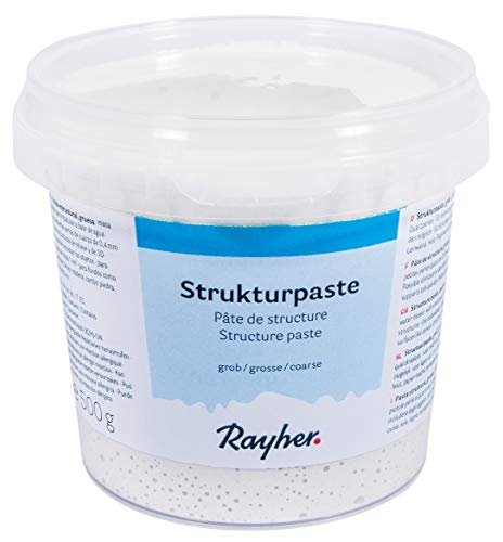 Rayher Hobby 38239000 Strukturpaste, weiß, grobkörnig, Dose 500 g, Strukturmedium für reliefartige, grobsandige Oberflächen, Spachtelmasse, Modelliermasse Rayher Hobby 38239000 Strukturpaste, weiß, grobkörnig, Dose 500 g, Strukturmedium für reliefartige, grobsandige Oberflächen, Spachtelmasse, Modelliermasse von Rayher