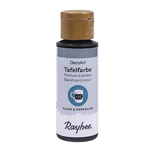 Rayher Hobby 38806000 Tafelfarbe für Glas und Porzellan, Flasche 59 ml, schwarz von Rayher