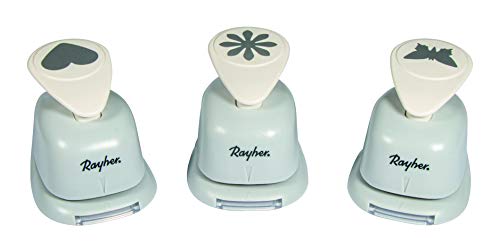 Rayher Hobby 69105000 Motivstanzer Set, Herz, Blume, Schmetterling, ø 2 x 1.52 x 0.52 cm- 1 Zoll, geeignet für Papier/Karton bis zu 200g/m² von Rayher