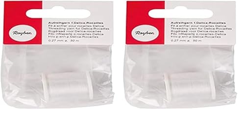 Rayher Hobby 89300100 Aufreihgarn für Rocailles, schneeweiss, Spule 50 m, Stärke 0,27 mm ø, ideal für Delica-Rocailles 1,6 mm, Perlenaufreihgarn 100% Nylon, extrem dünn und reißfest Rayher Hobby 89300100 Aufreihgarn für Rocailles, schneeweiss, Spule 50 m, Stärke 0,27 mm ø, ideal für Delica-Rocailles 1,6 mm, Perlenaufreihgarn 100% Nylon, extrem dünn und reißfest von Rayher