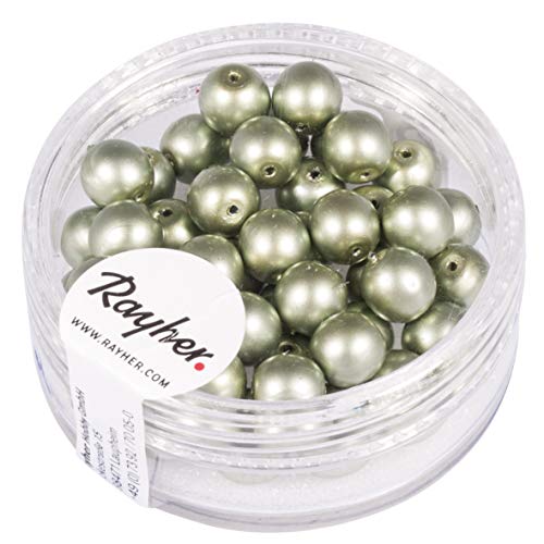 Rayher Hobby Rayher 14447606 Renaissance Glaswachsperlen, matt, 6mm Ø, silber olive, Dose 45Stück Rayher Hobby Rayher 14447606 Renaissance Glaswachsperlen, matt, 6mm Ø, silber olive, Dose 45Stück von Rayher