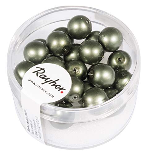 Rayher Hobby Rayher 14448458 Renaissance Glaswachsperlen, matt, 8mm ø, antikolive, Dose 25Stück Rayher Hobby Rayher 14448458 Renaissance Glaswachsperlen, matt, 8mm ø, antikolive, Dose 25Stück von Rayher