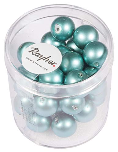 Rayher Hobby Rayher 14449407 Renaissance Glaswachsperlen,matt, 10mm Ø, blaugrün, Dose 35Stück Rayher Hobby Rayher 14449407 Renaissance Glaswachsperlen,matt, 10mm Ø, blaugrün, Dose 35Stück von Rayher