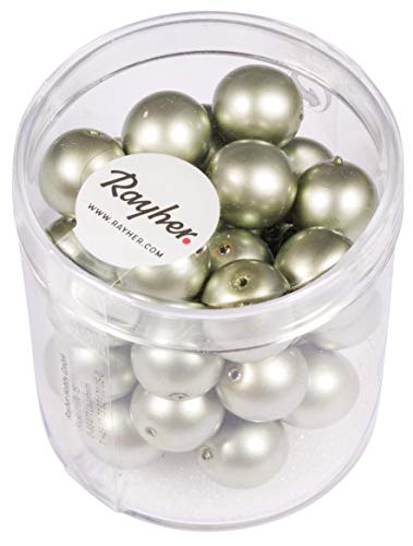 Rayher Hobby Rayher 14449606 Renaissance Glaswachsperlen,matt, 10mm Ø, silber olive, Dose 35Stück Rayher Hobby Rayher 14449606 Renaissance Glaswachsperlen,matt, 10mm Ø, silber olive, Dose 35Stück von Rayher