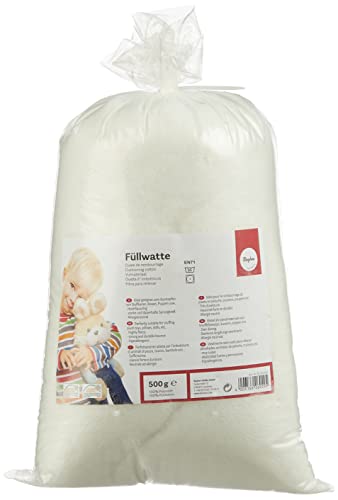 Rayher Hobby Rayher 30195000 Füllwatte hochflauschig 500 g Beutel, Füllmaterial 100 Prozent Polyester, weiß, Flocken, waschbar 95 Grad, Bastelwatte, Kissenfüllung, Füllmaterial, Stopfwatte, Weiss von Rayher