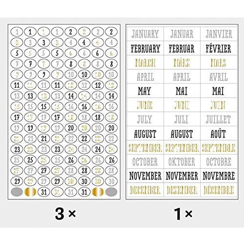Rayher Hobby Rayher Hobby Rayher 60908000 Sticker Zahlen/Tage und Monate set, Glam, Btl. 4 Blatt, Abziehbilder, in den Farben gold, grau, schwarz, weiß Rayher Hobby Rayher Hobby Rayher 60908000 Sticker Zahlen/Tage und Monate set, Glam, Btl. 4 Blatt, Abziehbilder, in den Farben gold, grau, schwarz, weiß von Rayher