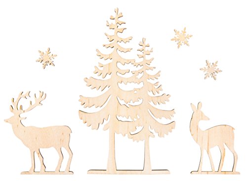 Rayher Hobby Rayher Hobby Rayher Holzmotive Baum und Hirsch, Holz FSC zertifiziert, 6-teilig, 3 - 18,5 cm, Holzdeko Weihnachten, 46322000 Rayher Hobby Rayher Hobby Rayher Holzmotive Baum und Hirsch, Holz FSC zertifiziert, 6-teilig, 3 - 18,5 cm, Holzdeko Weihnachten, 46322000 von Rayher