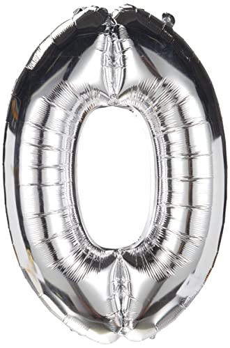 Rayher Hobby Zahl 0 Folien-/ Partyluftballon, silber, 96 cm hoch, für Luft- und Heliumfüllung von Rayher