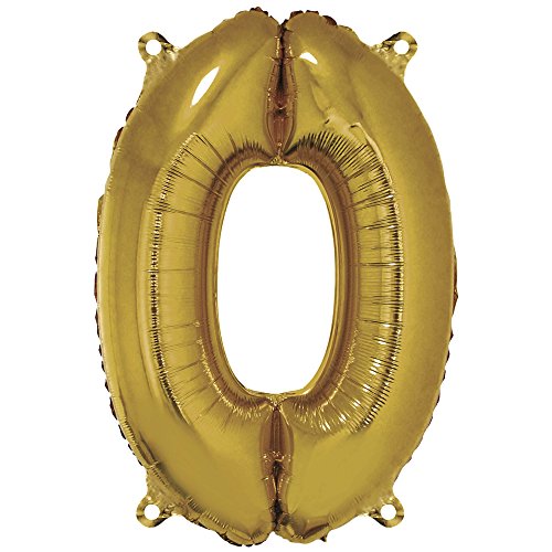 Rayher Hobby Zahl 0 Folien-/ Partyluftballon, gold, 96 cm hoch, für Luft- und Heliumfüllung von Rayher