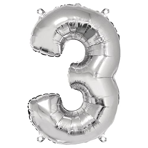 Rayher Hobby Zahl 3 Folien-/ Partyluftballon, silber, 96 cm hoch, für Luft- und Heliumfüllung Rayher Hobby Zahl 3 Folien-/ Partyluftballon, silber, 96 cm hoch, für Luft- und Heliumfüllung von Rayher