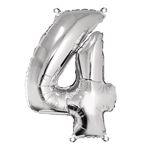 Rayher Hobby Zahl 4 Folien-/ Partyluftballon, silber, 96 cm hoch, für Luft- und Heliumfüllung Rayher Hobby Zahl 4 Folien-/ Partyluftballon, silber, 96 cm hoch, für Luft- und Heliumfüllung von Rayher