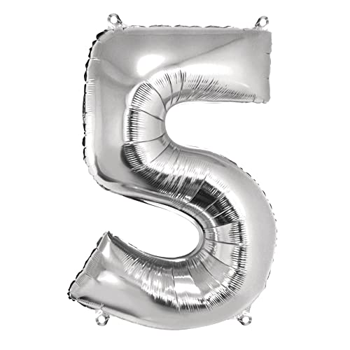 Rayher Hobby Zahl 5 Folien-/ Partyluftballon, silber, 96 cm hoch, für Luft- und Heliumfüllung Rayher Hobby Zahl 5 Folien-/ Partyluftballon, silber, 96 cm hoch, für Luft- und Heliumfüllung von Rayher