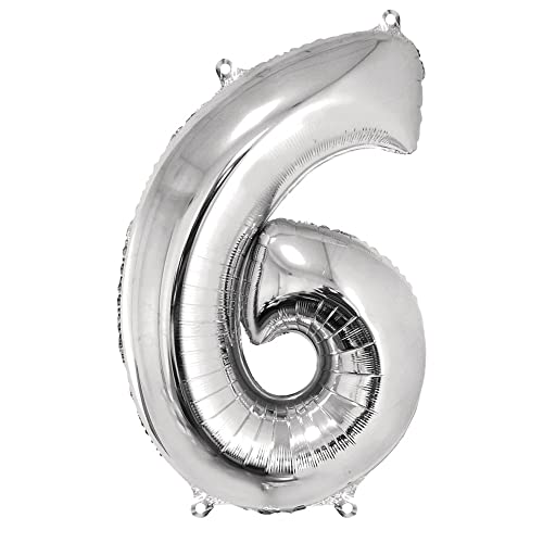 Rayher Hobby Zahl 6 Folien-/ Partyluftballon, silber, 96 cm hoch, für Luft- und Heliumfüllung Rayher Hobby Zahl 6 Folien-/ Partyluftballon, silber, 96 cm hoch, für Luft- und Heliumfüllung von Rayher